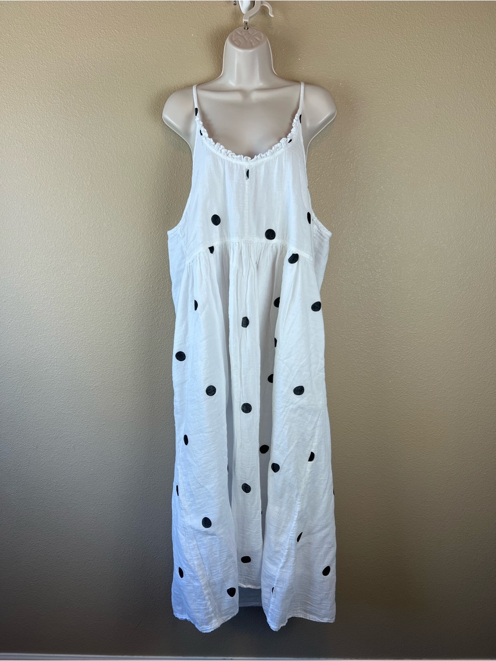 paper lace cotton white polka dot tank dress